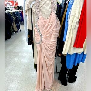 Plus size Jeweled maxi wedding party  gown dress